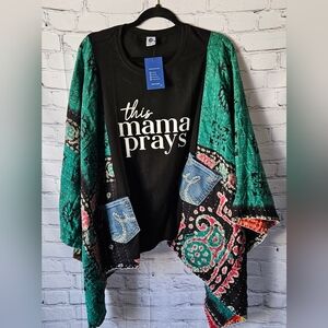 UPCYCLED Kantha Poncho Top OS NWT